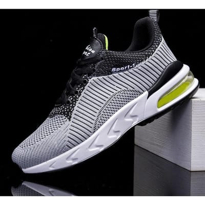Lente Heren Sneaker Stijlvolle en Lichtgewicht Luchtkussen Schoenen Flyknit Casual Ademende Hardloopschoenen Herenschoenen 44 white