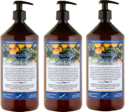 Bodylotion Orange 1 Liter - met gratis pomp - set van 3 stuks