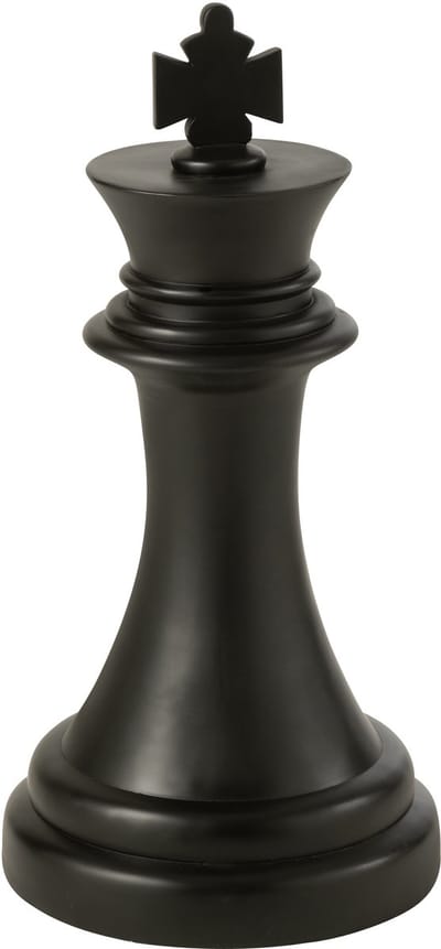 J-Line decoratie Schaakstuk Koning - polyresin - zwart