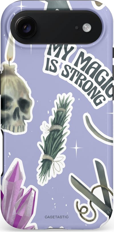 Casetastic hoesje geschikt voor Apple iPhone Air - MagSafe - Dubbellaagse bescherming - Lila Paarse Hekserij Strong Magic Sterren Collage - Fashion Case - Lila Lichtgrijs Wit