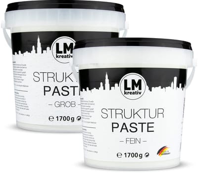 LM-Kreativ Structuurpasta - Modelleerpasta - Gebaseerd op Water - Fijn & Grof - Wit - 2x 1.7 kg