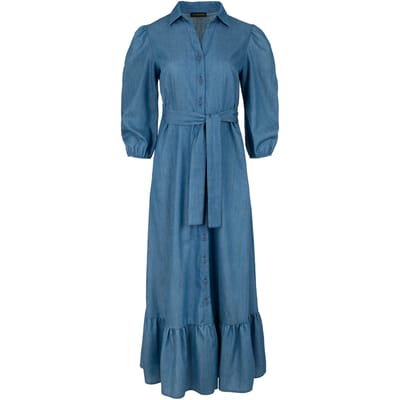 Jurk in denimstijl met ruches