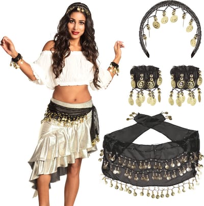 Boland - Set Belly dance zwart - Volwassenen - Vrouwen - Buikdanseres - 1001 Nacht