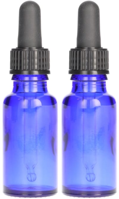 2x Druppelflesje met Druppelaar 20 ml - Blauw - Pipetflesje, Lege Druppelfles Pipet, Glazen Druppel Fles, Drops - Vulbaar - Glas - 2 Stuks