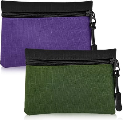 Duurzame en Stijlvolle Zipper Wallet - Oxford Stof, Handige Portemonnee voor Jongens, Meisjes en Volwassenen (Groen + Paars)