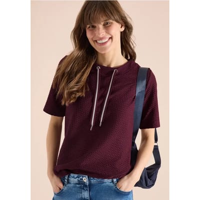 Shirt met ronde hals en trekkoord