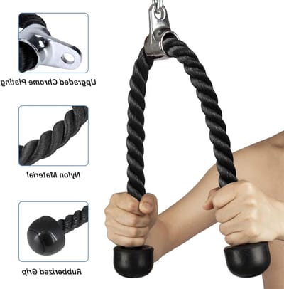 Triceps Touw voor Krachttraining met Handvat - Duurzaam Nylon, Geschikt voor Thuis en Sportschool, Ideaal voor Spieropbouw en Fitness