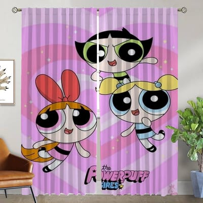 Verduisterend Gordijn voor Kamer 2 Panelen De Powerpuff Girls Anti-muggen Gordijnen Shades Halloween Decoratie Tule voor Slaapkamer Thuis W50xH70cmx2pcs-CL