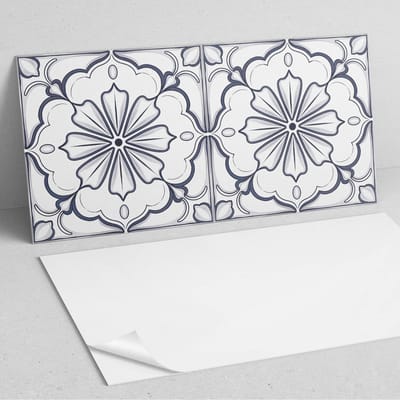 Coloray Wandpanelen Zelfklevend - Bloemenpatroon op de tegel PVC Wandpaneel - 100 cm x 50 cm - Wit Wandbekleding Zelfklevend - 1 stuk - Texturen Wandpanelen Zelfklevend - Keuken Wandpanelen - Wandpanelen Badkamer