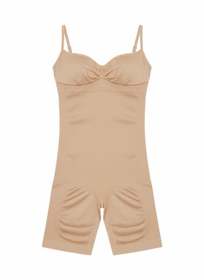 TAFUER - Shapewear Dames Bodysuit - Corrigerend Ondergoed - Buik, Taille en Heup Ondersteuning - Comfortabel en Elastisch - Beige - S/M - 1 Stuk