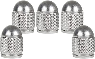 5 Stuks Ventieldoppen in Balvorm - Aluminium Universele Ventieldoppen voor Auto, Fiets en Motoren - Zilver Kleur