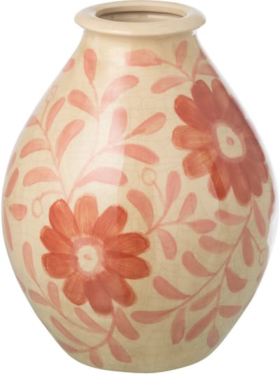J-Line vaas Bloemen - steengoed - oranje/wit - small