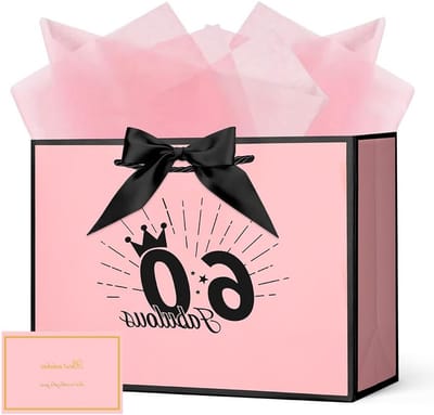 Papieren Cadeautassen met Handvat, 32 x 22 x 10 cm, voor Verjaardagen, Kerst en Bruiloften, Inclusief Strik, Kaart en 3 Zakdoeken