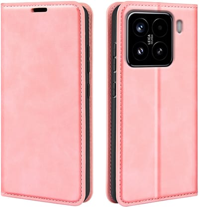 MobyDefend Hoesje - Geschikt voor Xiaomi 15 - Luxe Wallet Bookcase (Magnetische Sluiting) - Roze