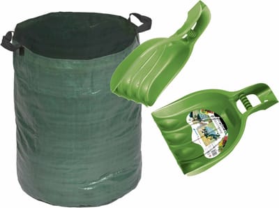 Groene tuinafvalzak opvouwbaar 120 liter met een setje bladharken/tuinafval grijpers - Tuinieren opharken