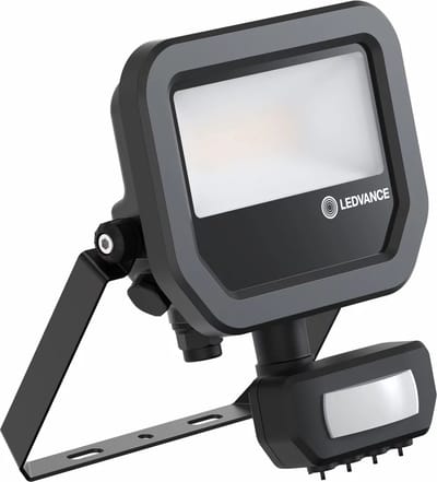 Ledvance - LED Breedstraler Aluminium Zwart 8W 1200lm 100D - 840 Koel Wit | IP65 - Bewegings- En Lichtsensor - Symmetrisch