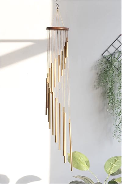 Windgong 18 Buizen 90 cm Goud - Windorgel - Wind chimes - Wind mobiel - Windbel - Windvanger - Spiraal - Aluminium - Buiten - Tuin - Cadeau - Verjaardag - Kado - Balkon - Wind Buiten - Binnen - Natuur - Spiritualiteit - Cadeau - Tuin decoratie