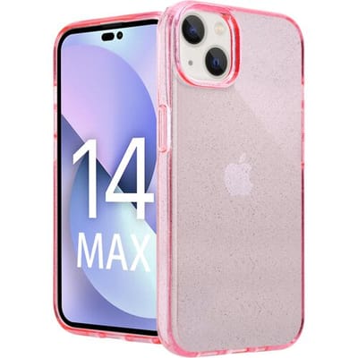 ShieldCase telefoonhoesje geschikt voor Apple iPhone 14 Plus TPU Glitter case - roze - Hoesje met glitter - Siliconen backcover case