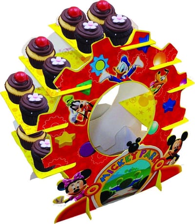 Disney Mickey Cupcake standaard - Kartonnen feestdecoratie 29 cm