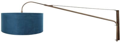 Wandlamp Elegant Classy 4752BR brons met blauw velours kap Ø50 cm, verstelbaar 115-145 cm, Steinhauer, Modern stijl