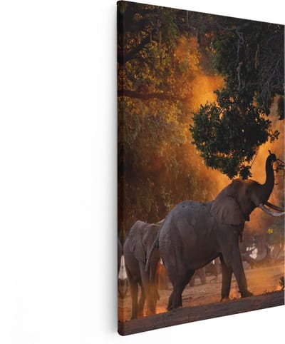 Artaza Canvas Schilderij Olifant - 80x120 cm - Groot - Wanddecoratie Afrika - Muurdecoratie Dieren - Schilderijen Op Canvas