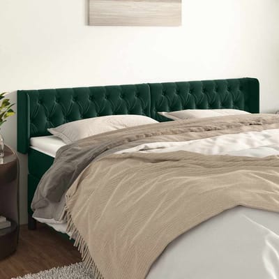 vidaXL - Hoofdbord - met - randen - 183x16x78/88 - cm - fluweel - donkergroen