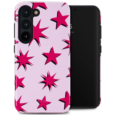 Selencia Hoesje - Geschikt voor Samsung Galaxy S23 - Backcover - Stars Rubine Red Light Pink