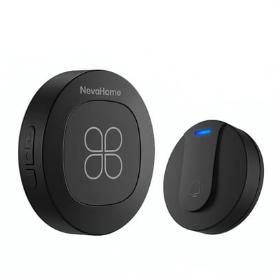 Nevahome Draadloze Deurbelset – Zwart – Plug-in Ontvanger – Verstelbaar Geluidsvolume – Groot Bereik