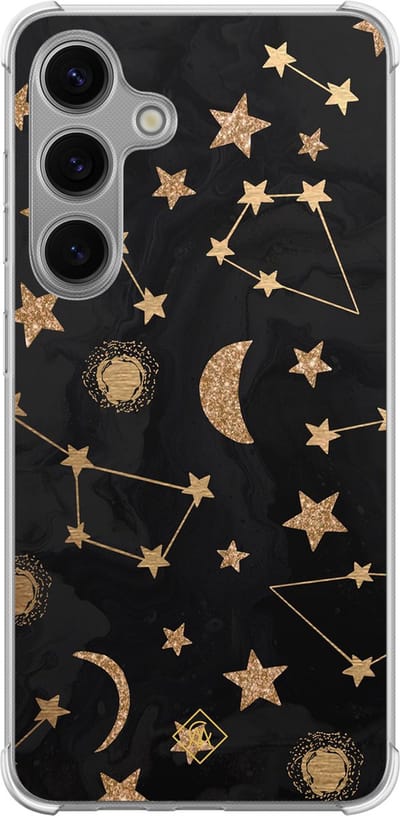 Casimoda® hoesje - Geschikt voor Samsung Galaxy S24 - Counting The Stars - Shockproof case - Extra sterk - TPU/polycarbonaat - Bruin/beige, Transparant