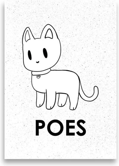 Kinderposter | Kinderkamer | Babykamer | Dieren | Wanddecoratie | A3 formaat | MOODZ design | Poes | Wit
