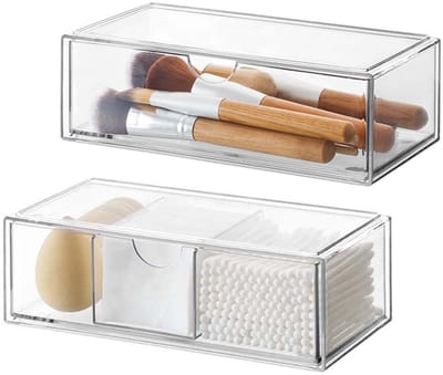 Unyqoos ® Transparante Acryl Cosmetische Organizer Set van 2 voor Efficiënte Make-up Opslag in Huis