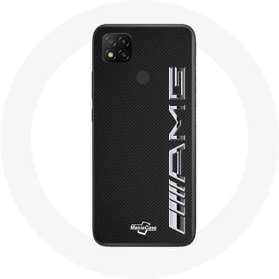 Xiaomi Redmi 9C Amg-logo koolstoftextuurbehuizing zwart