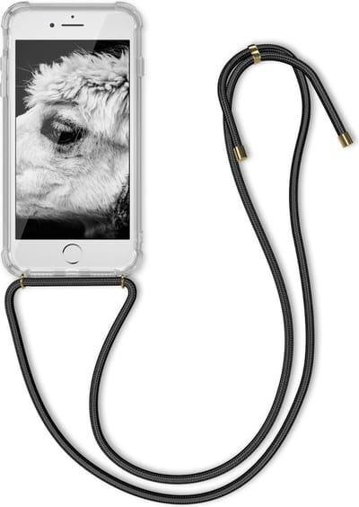 kwmobile telefoonhoesje geschikt voor Apple iPhone SE (2022) / SE (2020) / 8 / 7 - Hoesje met telefoonkoord - Back cover in zwart / transparant