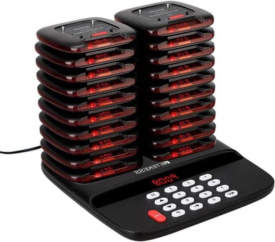 Oproepsysteem Draadloos - Pager Systeem - Gastenservice Verbeteren - Lange Afstand 800M - 20 Coasters - Zwart