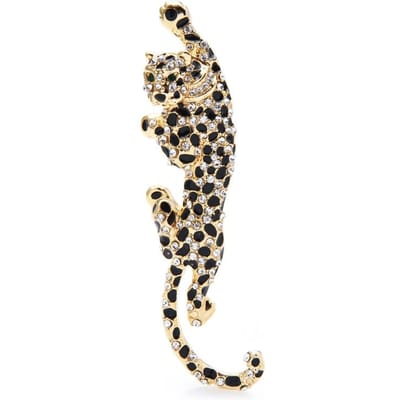 Grote Klimmen Luipaard Broche Pins Voor Vrouwen En Mannen Emaille Dier Broches Winter Luxe Sieraden Nieuwjaarscadeau beige