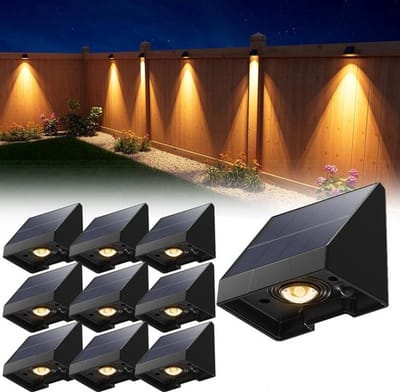 10-Pack Decoratieve Solar Lampen Voor Schutting – Waterdichte Led Buitenverlichting Op Zonne-Energie Met Warm Wit Licht – Voor Muur, Terras, Tuin, Hek, Garage, Zwembad – Eenvoudige Installatie - 6.6x5.8x5.1cm