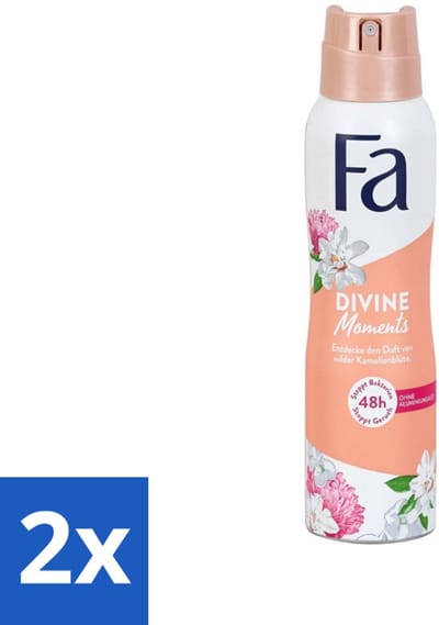 2 x Fa - Divine Moments - Deodorant Spray - Wilde Cameliabloesem - 150 ml - Deodorant - Anti-vlekken Deodorant - Wilde Cameliabloesem - Fa Divine Moments - Verfrissende Geur