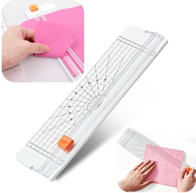 Papiersnijder – Fotosnijder – Kaartsnijder – Handmatige papiersnijder – Hobbyaccessoire – Tweerichtingssnede – Met meetschaal – Voor kraftpapier, foto's, kaarten, papier (36,5 x 9,5 cm – Wit)