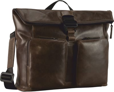 LEONHARD HEYDEN Leren schoudertas laptoptas met laptopvak Porto Umhängetasche 7813 Graubraun donkerbruin