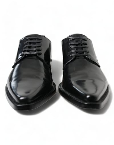 Dolce & Gabbana Zwarte Leren Veterschoenen Formele Flats