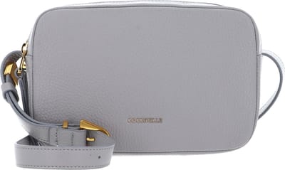 COCCINELLE Leren Schoudertas Coccinelle Gleen Handbag Grained Leather Light Grey Lichtgrijs