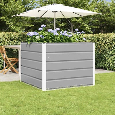 vidaXL - Plantenbak - Lichtgrijs - 100 - x - 100 - x - 75 - cm - Staal