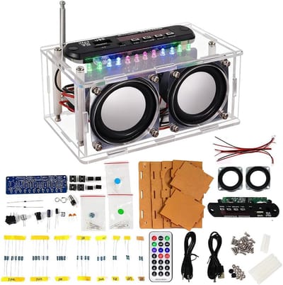 Elektronische Luidspreker - Radio Bouwpakket - Doe Het Zelf - Spraakgestuurde LED - 8 x 14 x 20 cm - Transparant