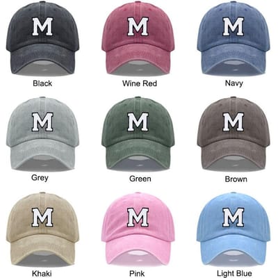 Initialen A-Z Borduur Baseballpet Voor Mannen Vrouwen Hoge Kwaliteit Gewassen Katoen Dad Hats Team Sport Vizieren Snapback Petten Navy Hat gray