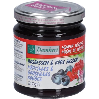 Damhert Dieet Jam (0 toegevoegde suikers) - 210 gram - Bosbessen