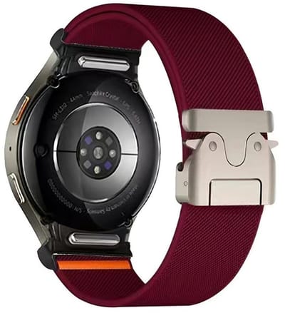 Nylon bandje - geschikt voor Samsung Galaxy Watch 7 (40 & 44mm) / Watch 6 (Classic) / Watch 5 (Pro) / Watch 4 (Classic) / Watch FE - parachute sluiting - Bordeaux rood