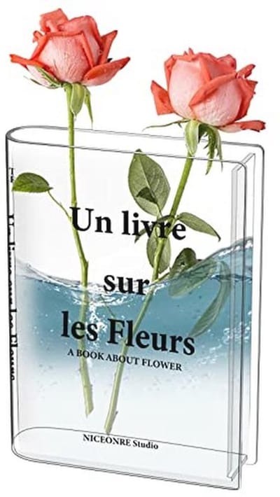 Transparante boekenvaas voor bloemen - Decoratieve vaas in boekvorm - Acryl middenstukken & woondecoratie