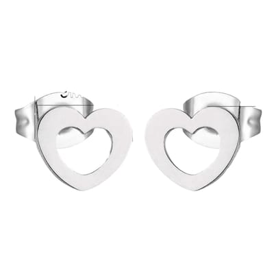 Rvs sieraden -Open Hartjes oorbellen - Zilverkleurig staal - Subtiel
