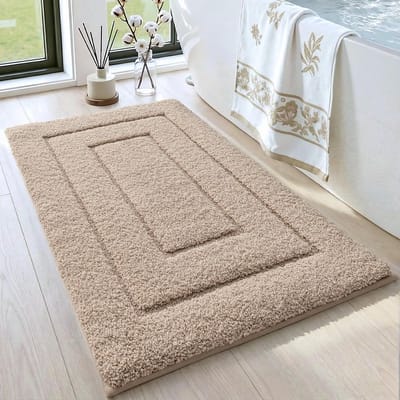 Dailygoody - Badmat - Antislip - Zacht - Beige - Waterabsorberend - Machinewasbaar - Geschikt voor Douche en Bad