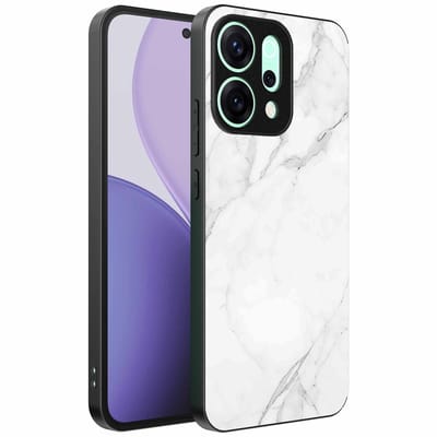 Geschikt voor Oppo Reno 14 Pro Telefoonhoesje met Wit Marmer Opdruk - TPU Backcover Case White Marble Design - Zwart - Smartphonica geschikt voor Oppo Reno 14 Pro